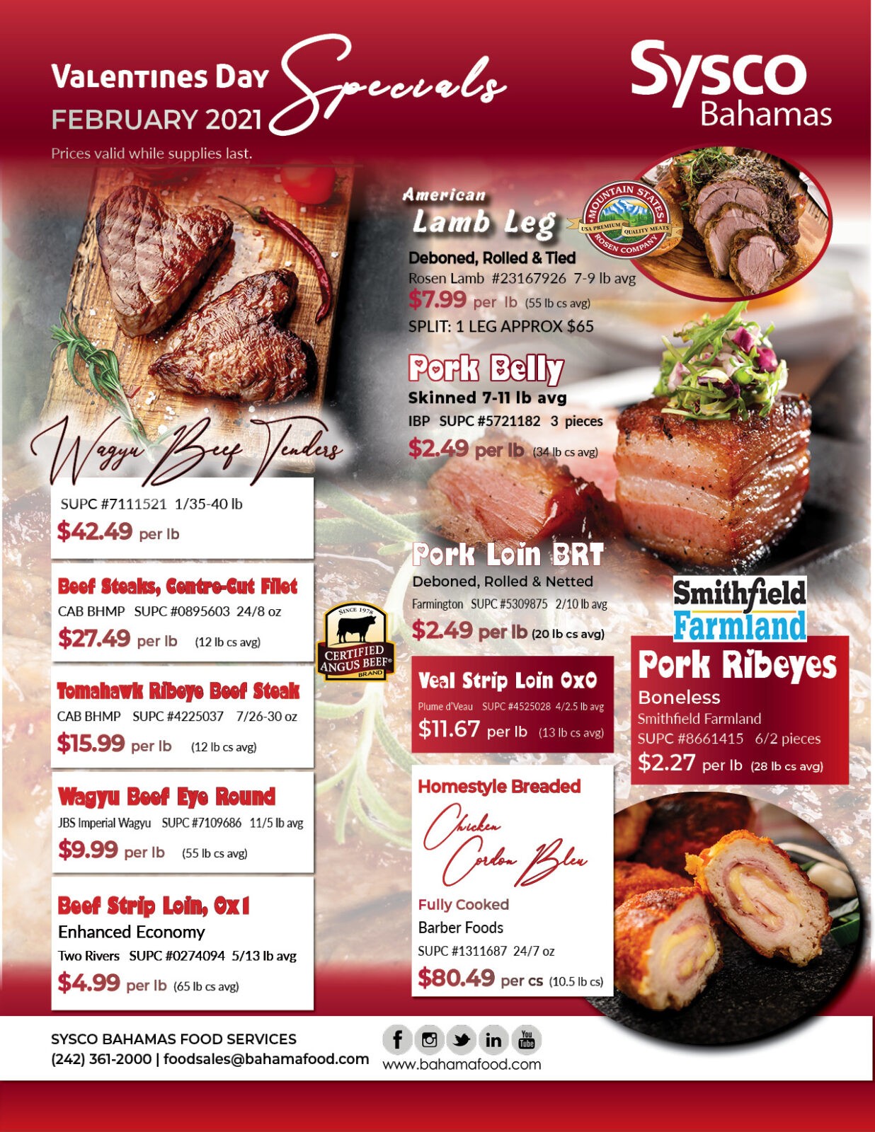 Valentine Specials 2021 Sysco Bahamas Food Services