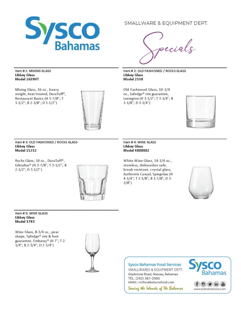 Glassware Sale ★ Sysco Bahamas Food Services