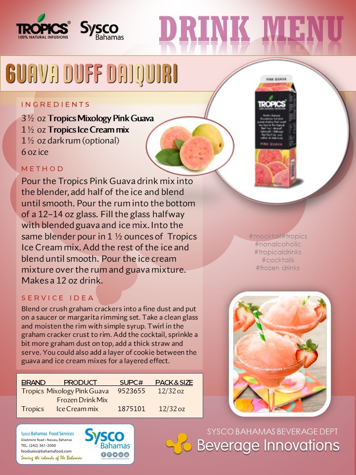 Drink Menu: Pink Guava Duff Daiquiri